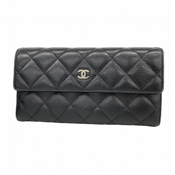 CHANEL Handbags - CHANEL Black Caviar Leather Wallet